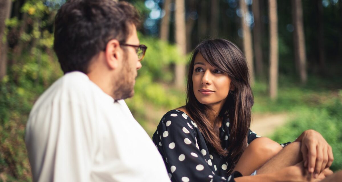 Young couple gazing at each other